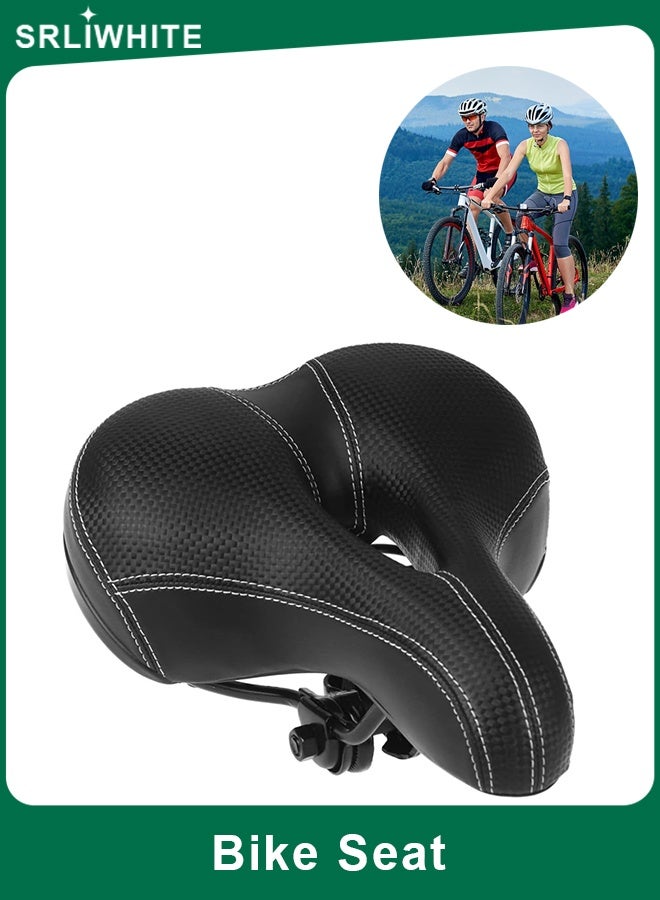 اسرلي وايت وسادة مقعد دراجة مريحة وعريضة مع غطاء، تصميم زنبركي مزدوج متين ومرن لركوب الدراجات على الطرق - Image 1